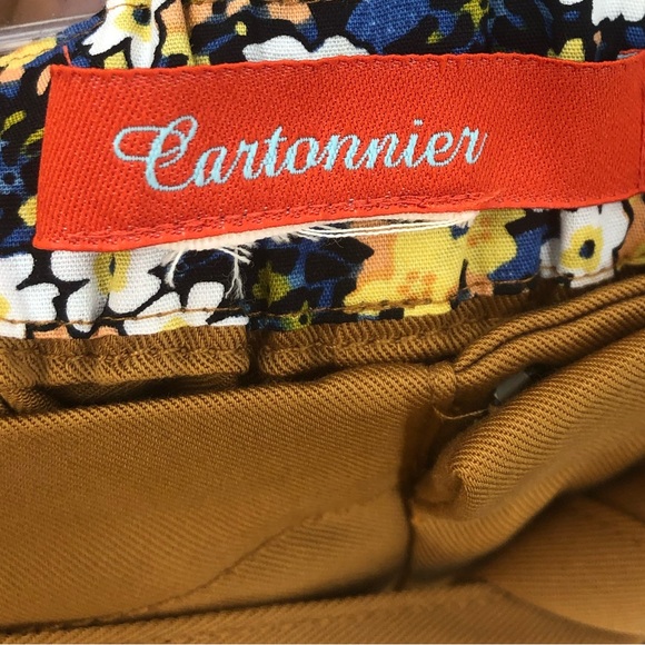 Cartonnier Tan Brown Paper Bag Pants Pleated Belt Womens 6 - Picture 3 of 7